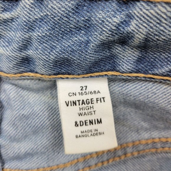 H&M &Denim Vintage Fit High Waist Jeans Womens 27 Studded Light Wash Button Fly - Picture 5 of 11